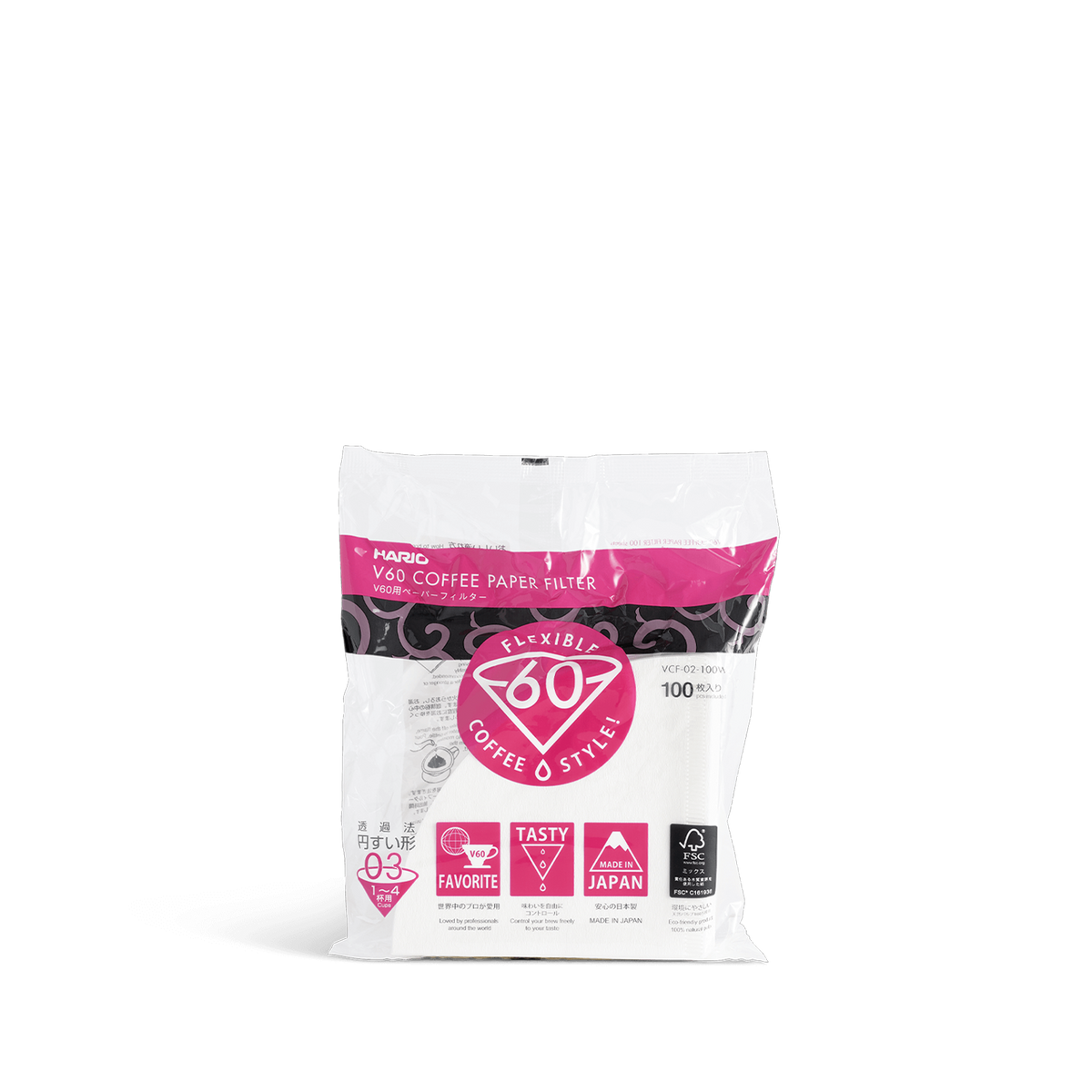 Pack of Hario v60 Coffee Paper Filters 100 Pack