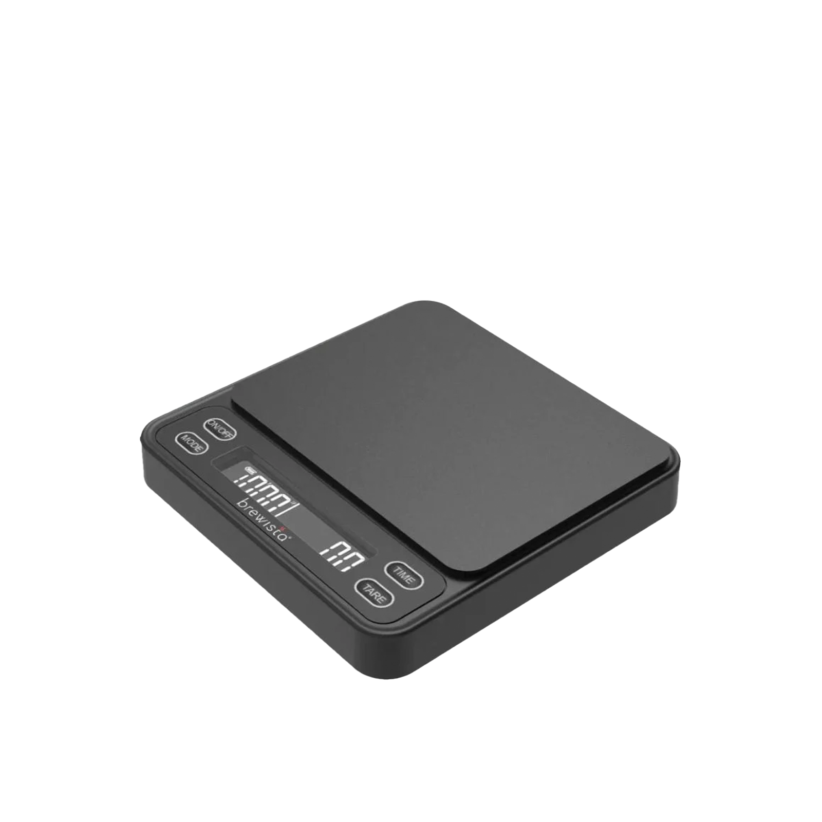 Black Brewista Smart Scale 3 with digital display on white background