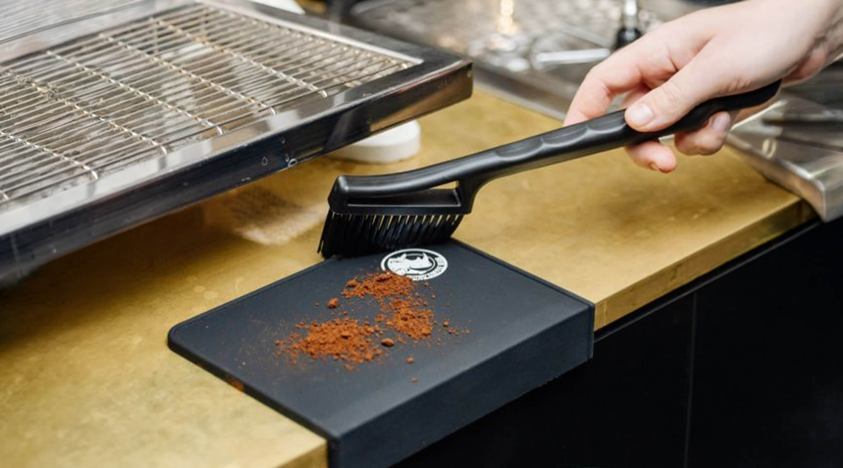 Rhino Coffee Bench Brush. Home Coffee Brewing Accessories.