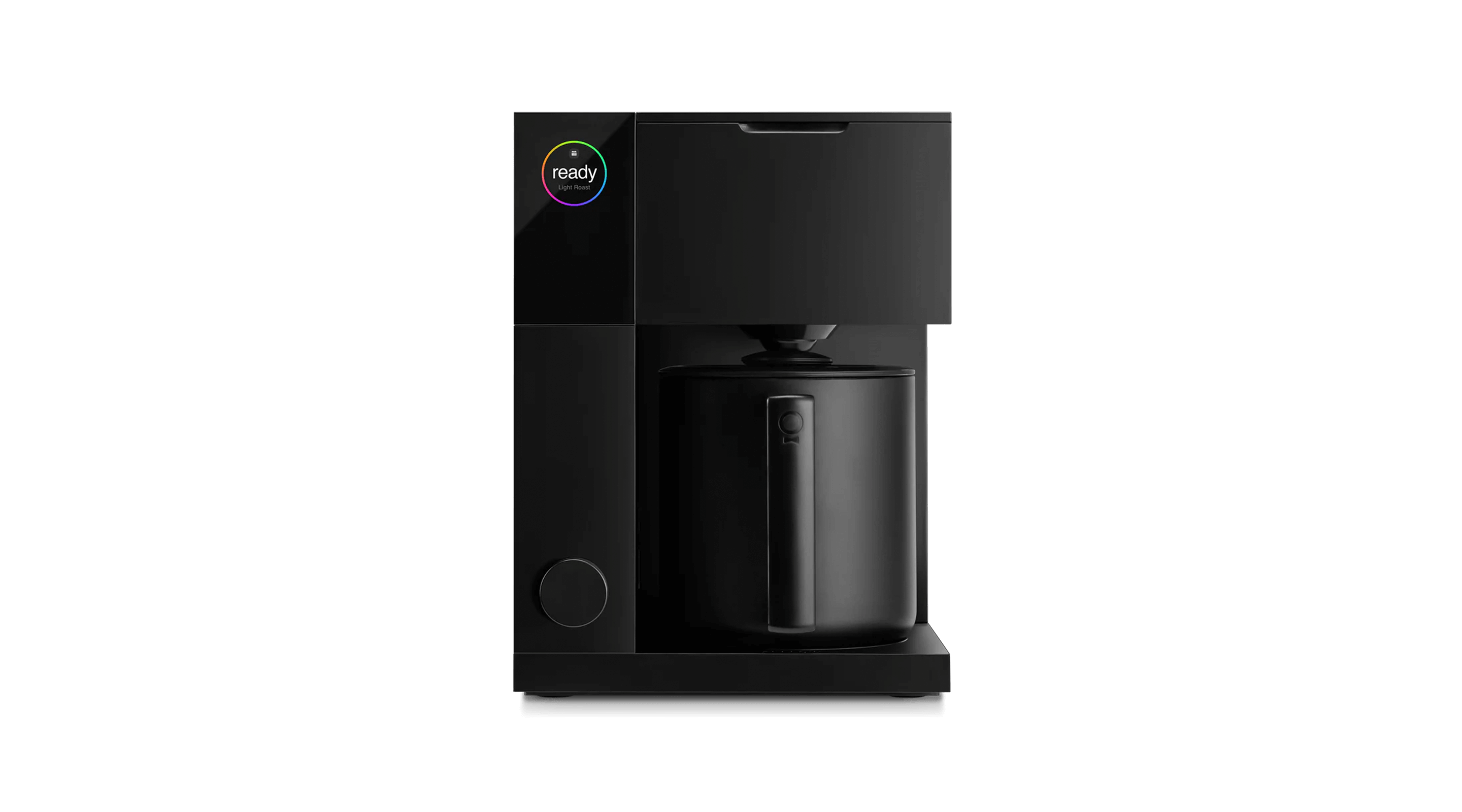 Black coffee maker on a white background