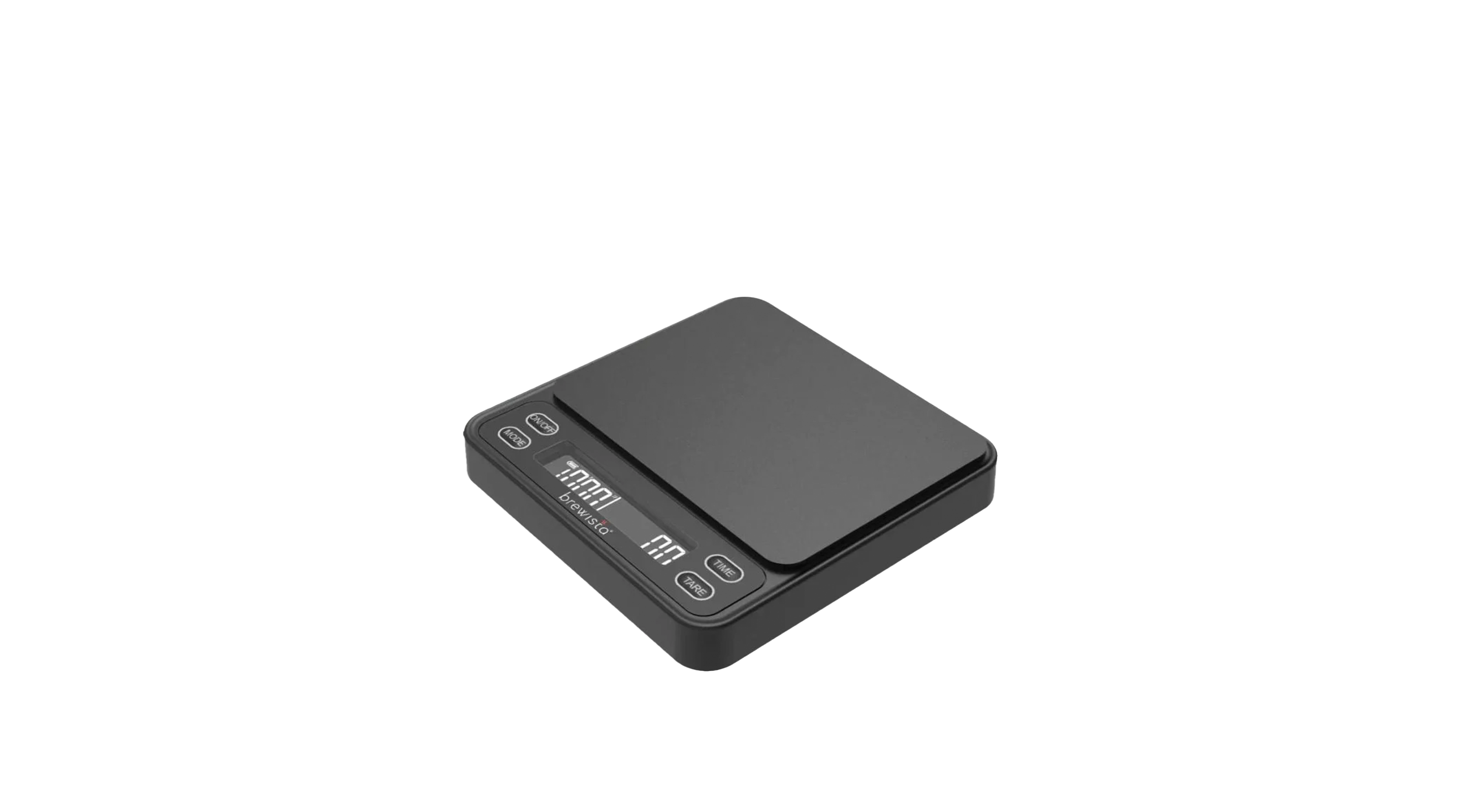 Black Brewista Smart Scale 3 with digital display on white background