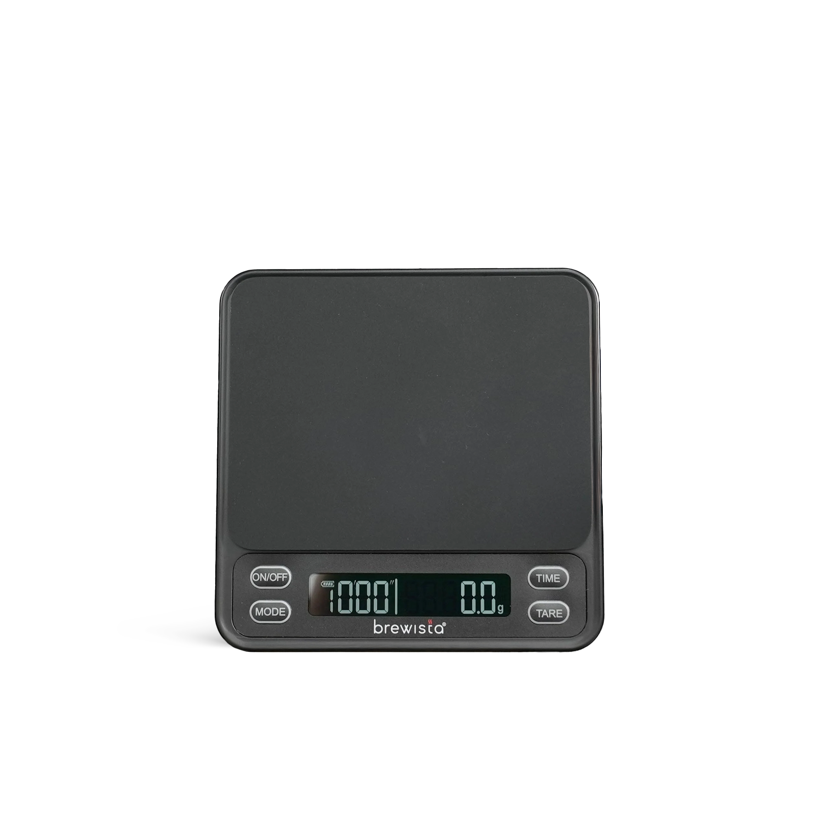 Black Brewista Smart Scale 3 with digital display on white background