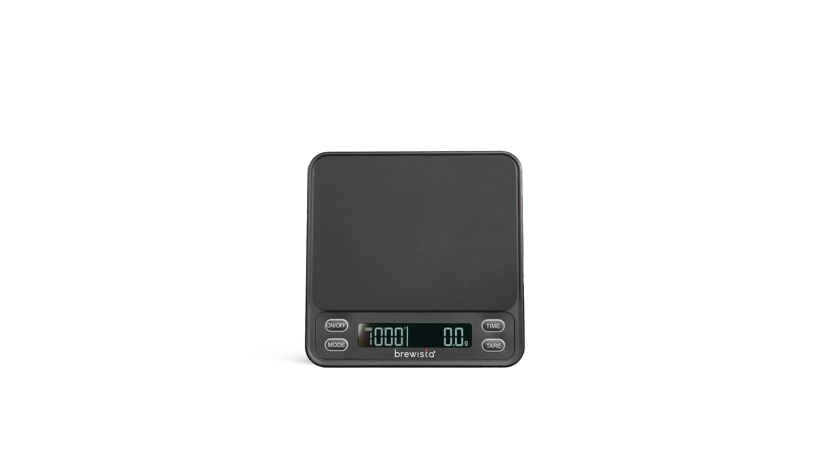 Black Brewista Smart Scale 3 with digital display on white background