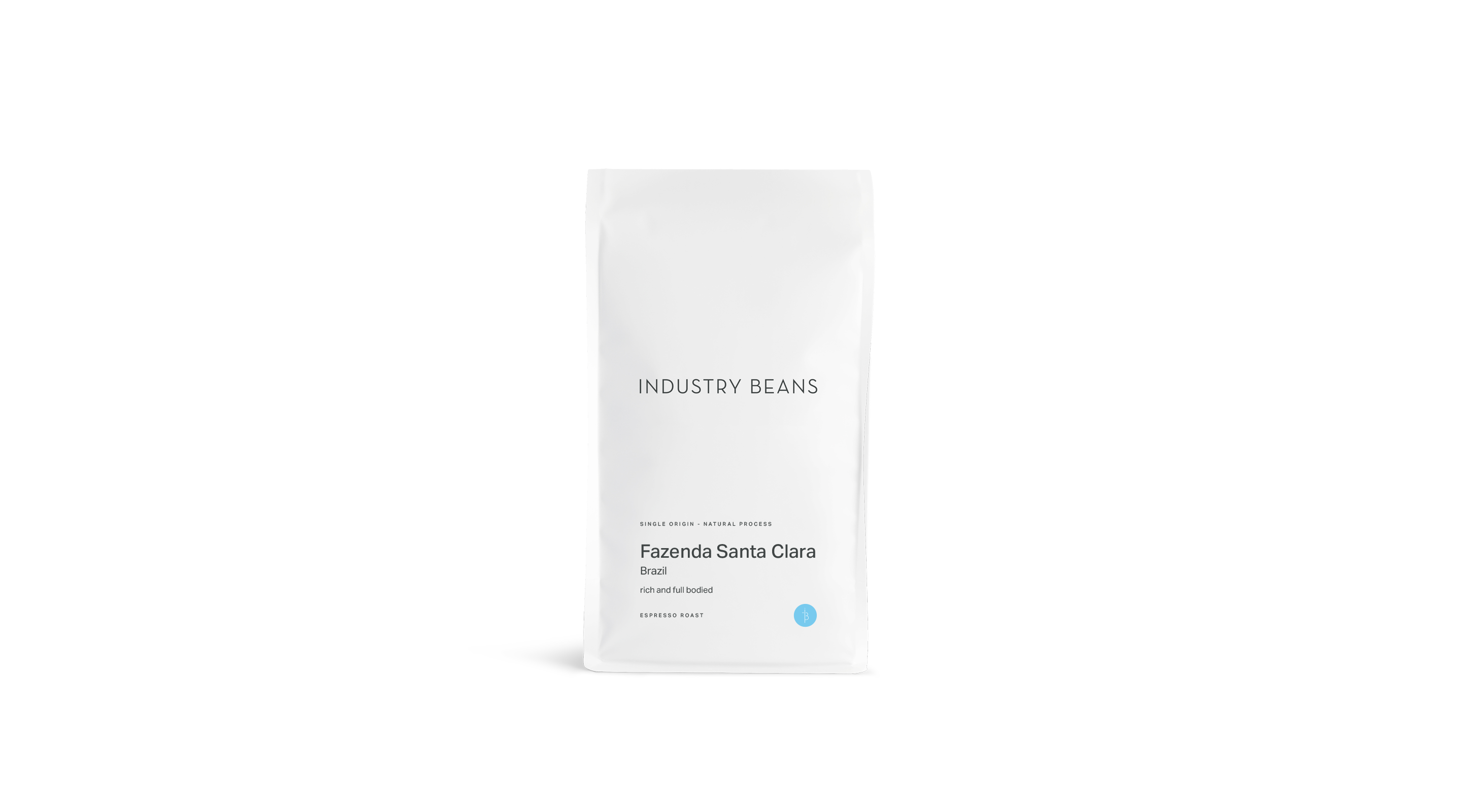 Industry Beans Coffee Beans Bag Single Origin Espresso Brazil on white background