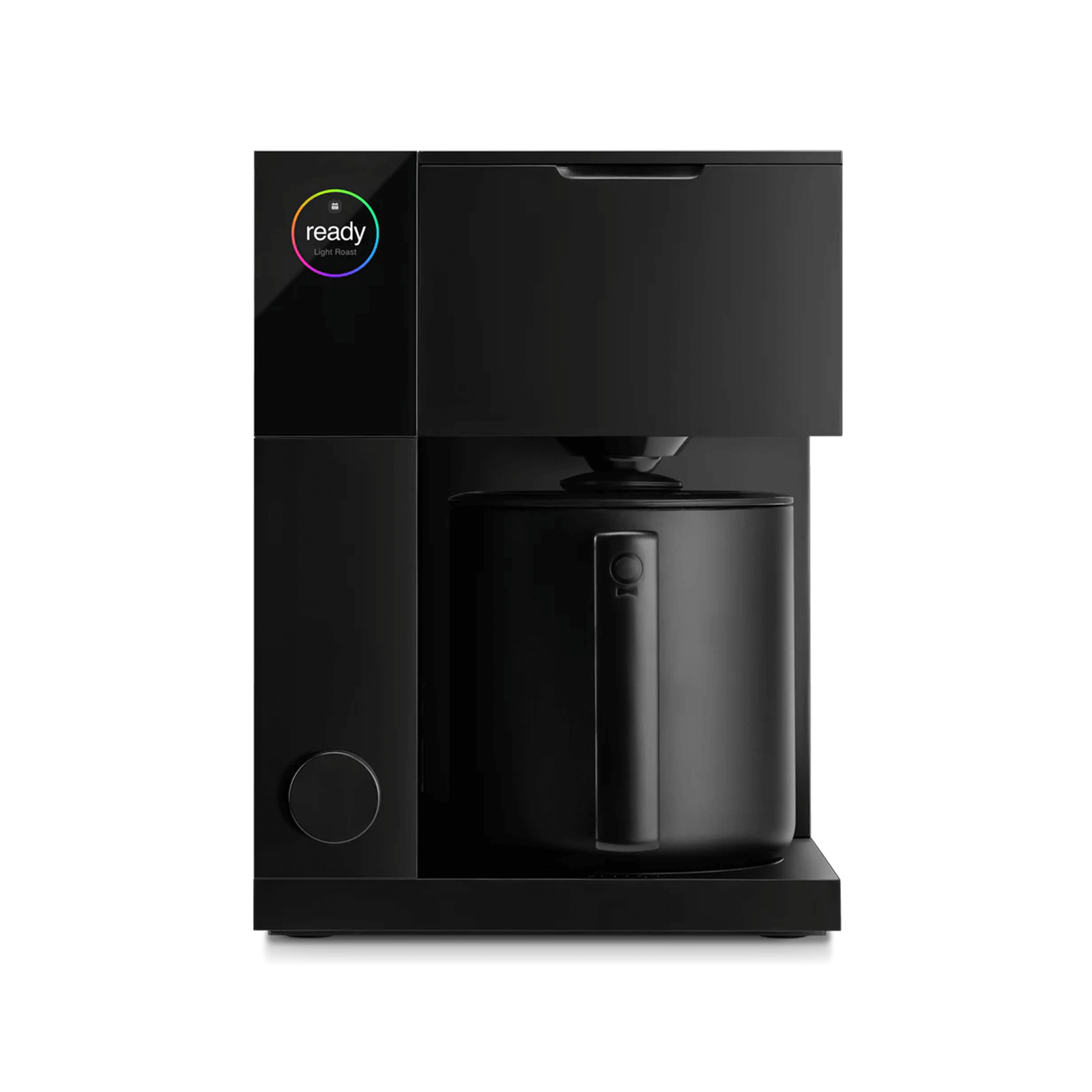 Black coffee maker on a white background