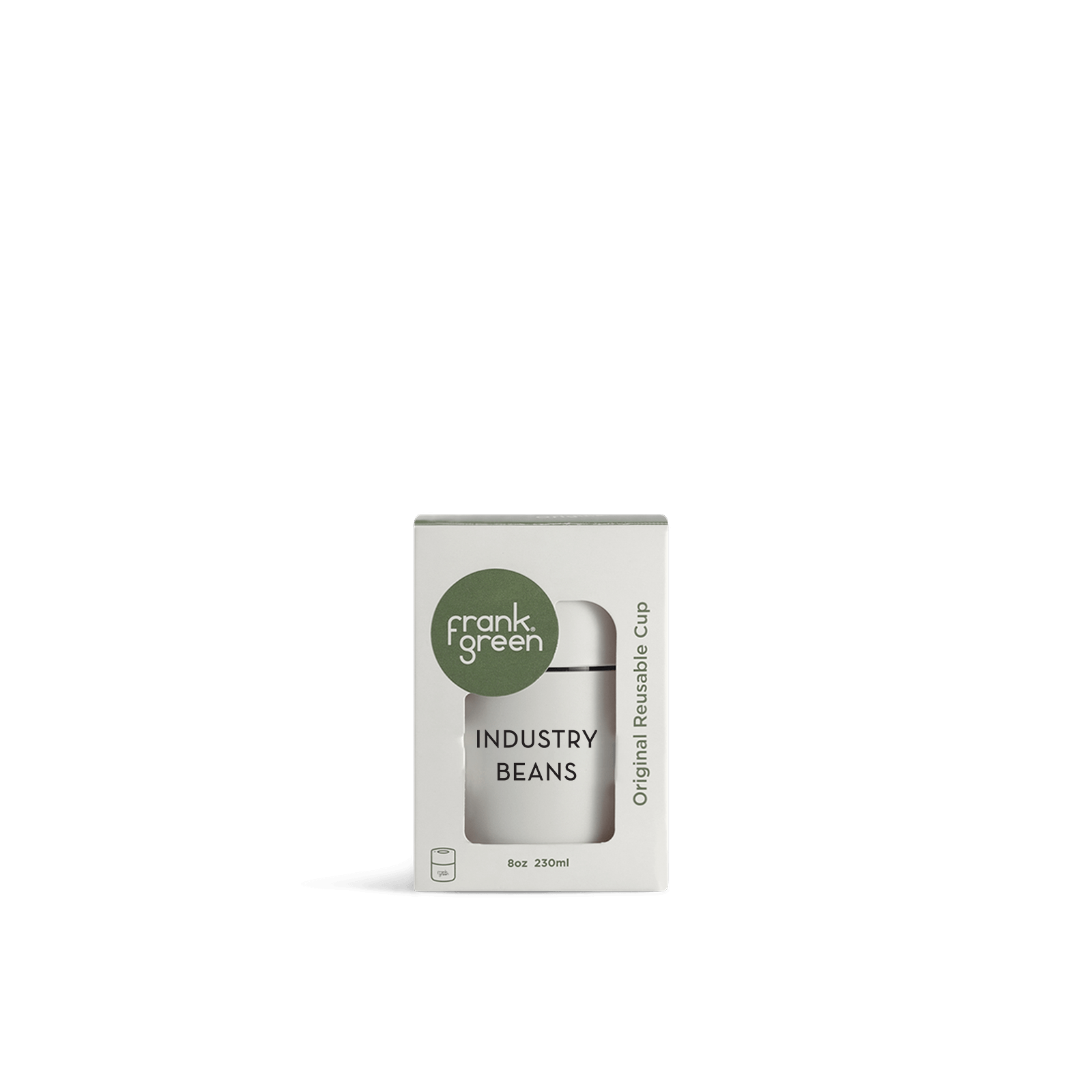 Package of frank green branded cup on a white background